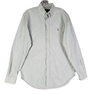Polo Ralph Lauren Shirt Mens Size Medium Green Stripe Button Down Oxford LS